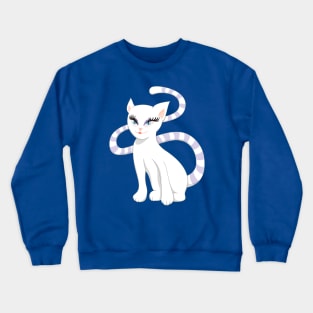 Beautiful Cartoon Cute White Cat Crewneck Sweatshirt